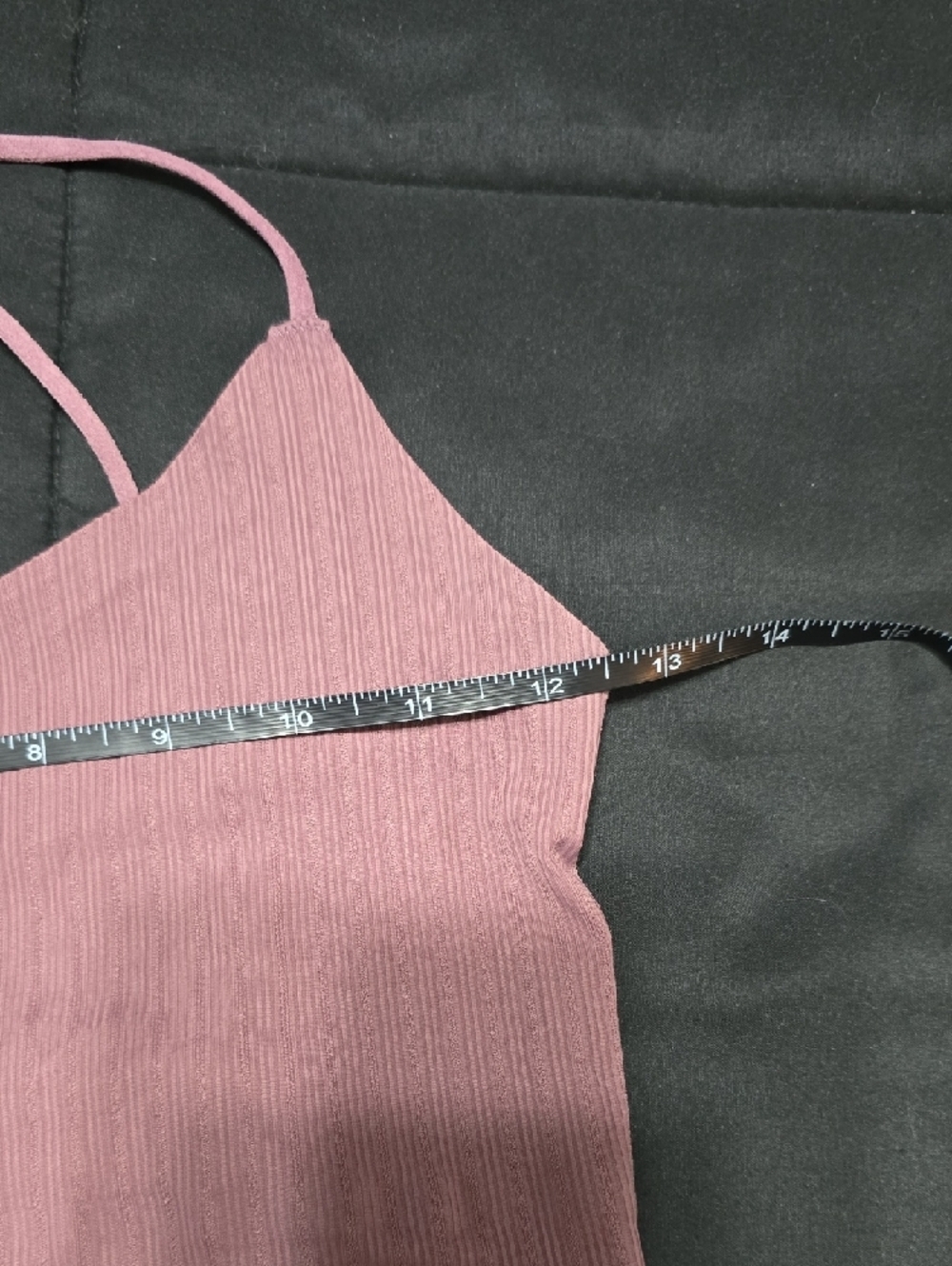 Mauve Ribbed Strappy Crop Top - Picture 3 of 4